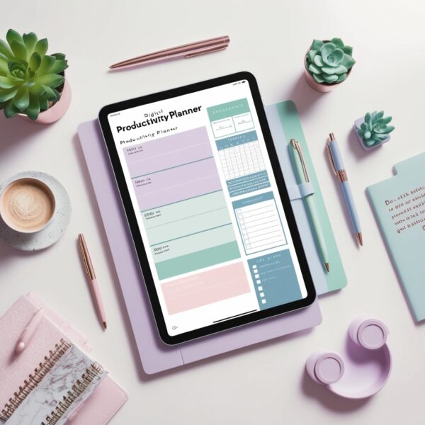 Digital Productivity Planner with Customizable Time Management Tools